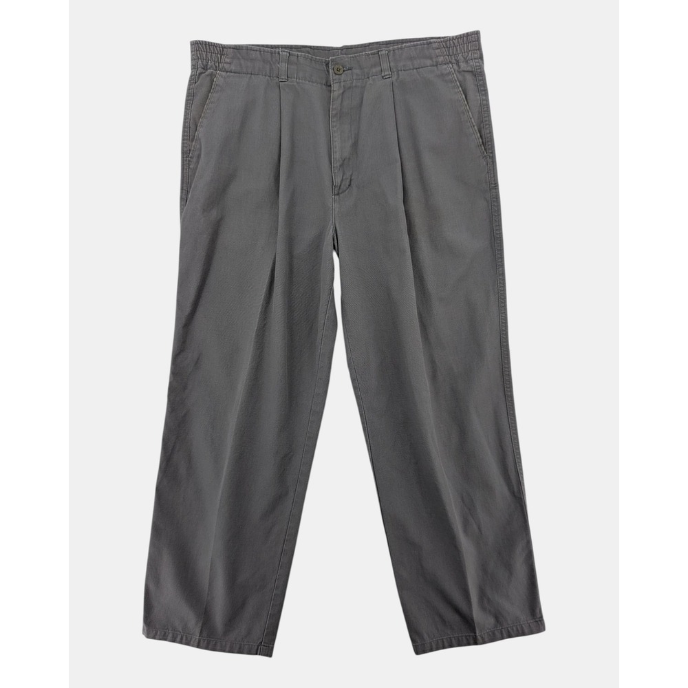 Vintage‎ Dockers Pleated Pants Men 36x30 Gray Relaxed Fit Lightweight Cotton